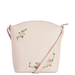 Caprese Elsy Powder Pink Faux Leather Floral Sling Handbag-picture-31
