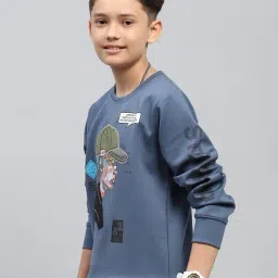 Monte Carlo Boys Blue Cotton Blend Printed Sweatshirt image 5