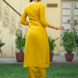 KALINI Women Ethnic Motifs Embroidered V-Neck Sequinned Kurta with Trousers & With Dupatta image 5