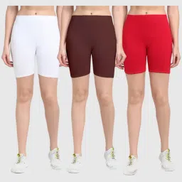 Gracit White & Brown Cotton Sports Shorts - Pack Of 3-picture-15