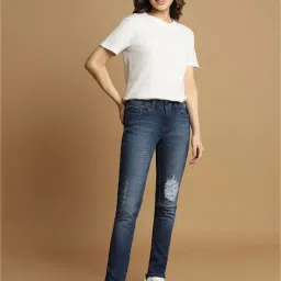 Allen Solly Dark Blue Cotton Distressed Jeans image 4