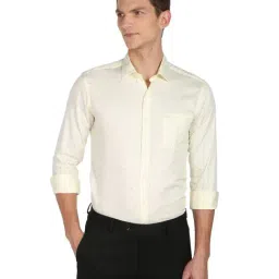 Arrow Light Yellow Cotton Slim Fit Printed Shirt-image-52