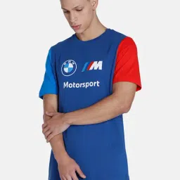 Puma Blue Cotton Regular Fit Printed Sports Tshirt-image-73