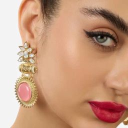 Zaveri Pearls Pink Stone Traditional Kundan Dangler Earring-ZPFK17545-picture-26