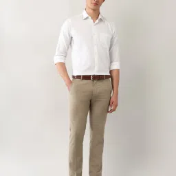 Arrow Beige Polyester Slim Fit Solid Formal Trousers image 4