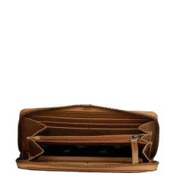 Favore Tan Solid Zip Around Wallet For Women image 4