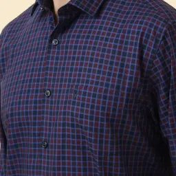 Allen Solly Navy Cotton Slim Fit Checks Shirt image 4