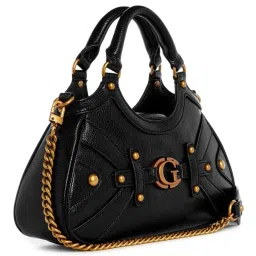 Guess Women Black Self-Design Satchel Bag image 4