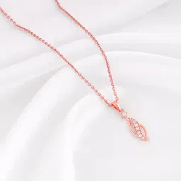 GIVA 925 Silver Rose Gold Leaflet Pendant with Link Chain for Women & Girls-picture-19