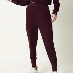 RAREISM Maroon Regular Fit Solid Trackpants-image-65