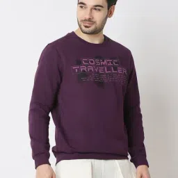 Spykar Purple Slim Fit Printed Sweatshirt image 4