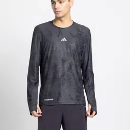 adidas Dark Grey Regular Fit Ultimate Printed Running T-Shirts-picture-37