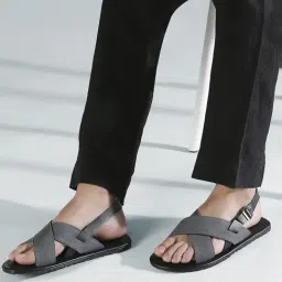 Privo by Inc.5 Men's Grey Cross Strap Sandals-picture-11