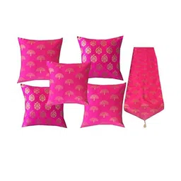 Pink Parrot Jacquard silk table runner and cushion covers-image-17