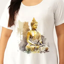 Therebelinme White Cotton Relaxed Fit Graphic Print T-Shirt image 4