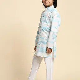 Pro-Ethic Style Developer Kids Blue Printed Full Sleeves Kurta with Pyjamas image 4
