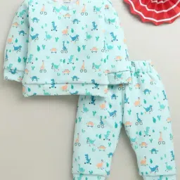 Bumzee Kids Mint Green Cotton Printed Winter Set-image-13