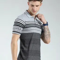 Monte Carlo Black Regular Fit Striped T-Shirt image 4