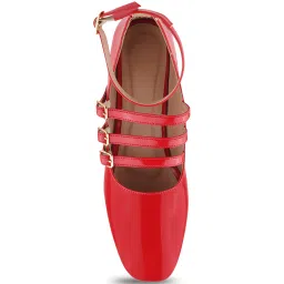 TRYME Women's Red Ankle Strap Sandals image 4