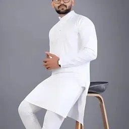 shreeram Men Solid Straight Kurta (White) image 4
