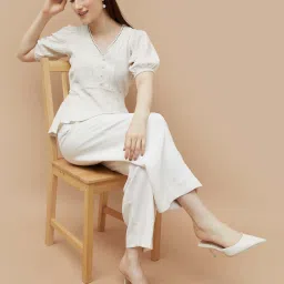 Code By Lifestyle Beige Cotton Regular Fit Top image 4