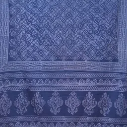 Unnati Silks Navy Cotton Printed Saree With Unstitched Blouse image 4