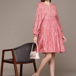 Ritu Kumar Floral Print Puff Sleeve A-Line Dress-image-42