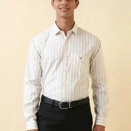 Allen Solly Beige Cotton Slim Fit Striped Shirt-picture-40