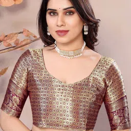 WEAREZEE Woven Design Silk Blend Designer Saree image 5