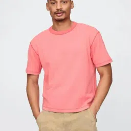 GAP Red Cotton Regular Fit Solid T-Shirt-picture-17