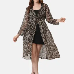 BUYNEWTREND Brown Printed Shrug-image-47