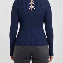 DELAN Women Ribbed Woollen Pullover image 5