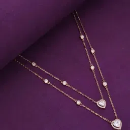 Kai Jewel Sterling Silver Rose Gold Layered Hearts Chain Necklace-image-75
