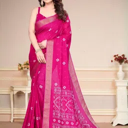 SUPERLAXMI Bandhani Silk Blend Designer Bandhani Saree image 5