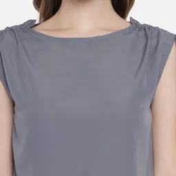 OTIRA Women's Solid Extended Tie Up Sleeve Regular Top image 3