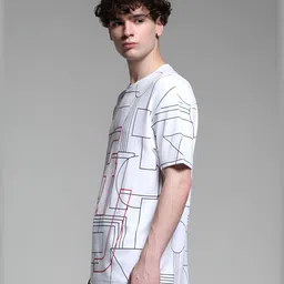 Jack & Jones Men Graphic Printed Round Neck Cotton Oversized T-shirt image 3