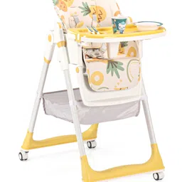 Pineapple Multi Function Baby High Chair with Wheels & Basket- Yellow-image-28
