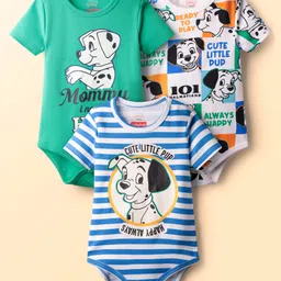 Babyhug Disney Interlock Knit Half Sleeves Onesies With 101 Dalmatians Graphics Pack of 3 - Green Blue & White-picture-23