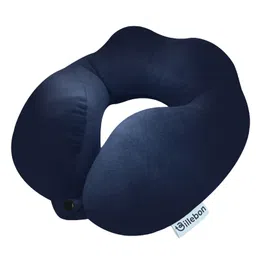 Billebon Premium Neck Pillow Navy Blue Fibre Filled Round Travel Pillow-picture-23
