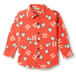 Tales & Stories Cotton Woven Full Sleeves Pop Corn Printed Shirt - Red-picture-14