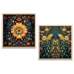 Kotart Brown & Yellow 2 Pieces Floral Printed Wooden Wall Arts-picture-8