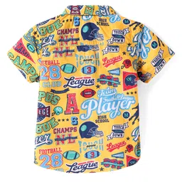 Babyhug Cotton Knit Half Sleeves Shirt With Sport Theme Print - Yellow image 2