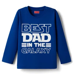 Babyhug Cotton Knit Full Sleeves Night Suit With Text Print - Navy Blue image 2