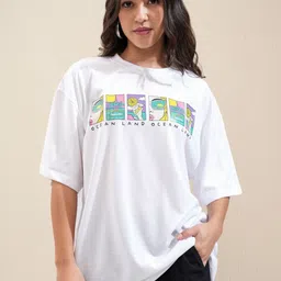 Tokyo Talkies Women Graphic Printed Round Neck Oversized T-shirt-image-23
