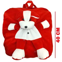FunBlast Dog Design Plush School Bag Red - 15.7 Inches image 3