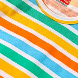 Babyhug 100% Cotton Single Jersey Knit Sando With Stripes - Yellow image 3