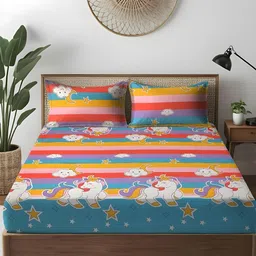 WEAVE AND DECOR Yellow Microfiber 300 TC Super King Bedsheet with 2 Pillow Covers 78"x78"-image-40