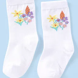 Cute Walk by Babyhug Knit Anti-Bacterial Ankle Length Socks with Floral Design Pack of 3 - Pink & White image 4