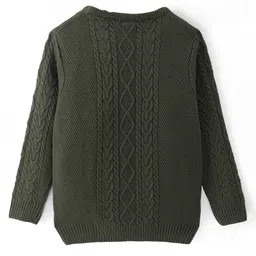 Pine Kids Full Sleeves Cable Knit Pullover - Olive Green image 4