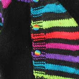 Woonie Full Sleeves Handknitted Striped Sweater - Black image 5